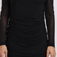 Noir Shimmer Ruched Mesh Sleeve Dress