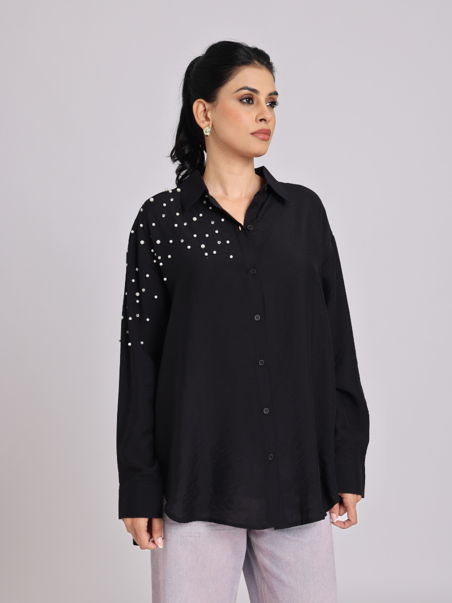 Black Pearl-Diamond Oversized Shirt