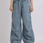High-Waist Elasticated Wide-Leg Denim Jeans