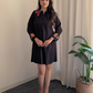 Embroidered Black Collar Dress