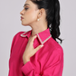 Hot Pink Pearl Collar Shirt