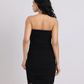 Classic Black Strapless Ruched Bodycon Dress