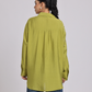 Olive Green Oversized Pearl & Diamond Embellished Shirt