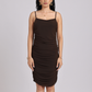 Chocolate Brown Ruched Midi Bodycon