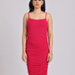 Hot Pink Luxe Draped Bodycon Dress
