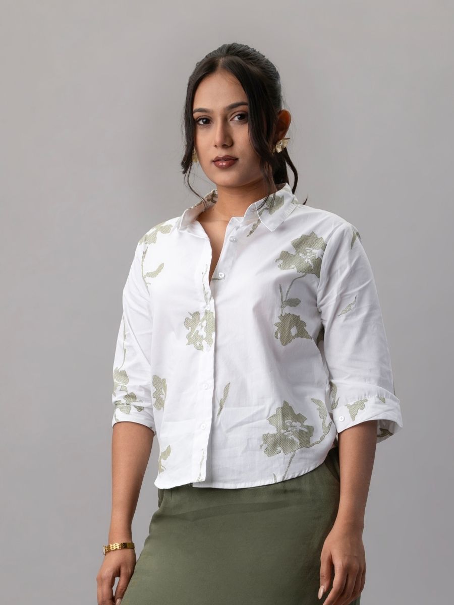 Sage Bloom Cotton Shirt