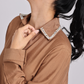 Elegant Rust Brown Pearl - Trim Shirt