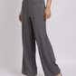 Grey High-Waist Tailored Wide-Leg Trousers