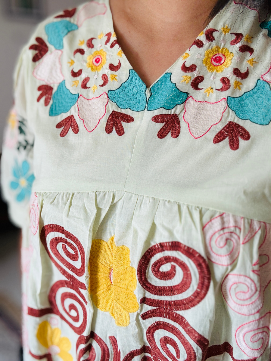 Floral Fabric Cotton Dress