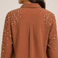 Brown Fit Pearl & Diamond-Embellished Shirt