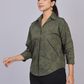 Deep Olive Cutwork Shirt