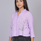 Lavender Blossom Embroidered Cotton Shirt