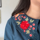 Embroidered Blue Collar Dress