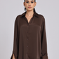 Rich Mocha Satin Long-Sleeve Shirt