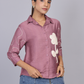 Mauve Bloom Flora Embroidered Shirt