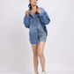 Light Blue Oversized Denim Shirt with Dropped Shoulder