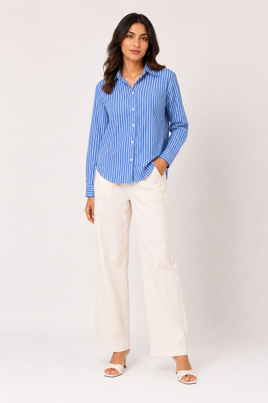 Riviera Blue Striped Relaxed-Fit Cotton Shirt