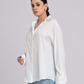 Elegant White Satin Collared Shirt