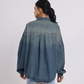 Oversized Dark Mid Blue Denim Shirt with Dropped Shoulder