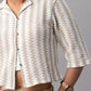 Beige Houndstooth Knit Crop Shirt