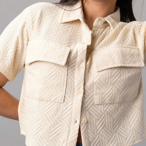 Sandstone Textured Crop Shirt