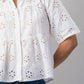 White Eyelet Embroidered Peplum Shirt