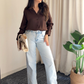 Rich Mocha Satin Long-Sleeve Shirt