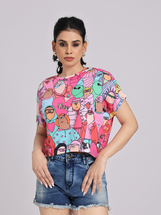 Artistic Pop Graphic T-Shirt - Pink