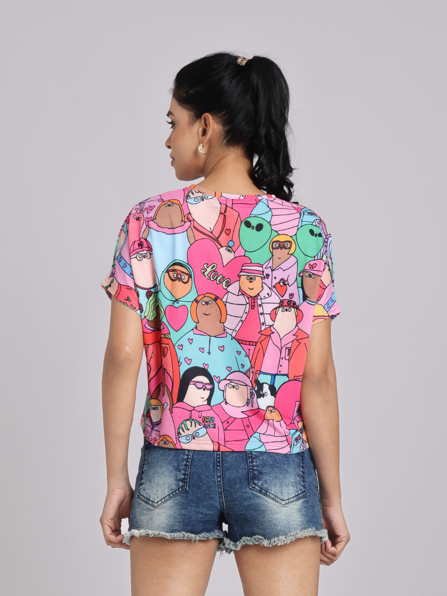 Artistic Pop Graphic T-Shirt - Pink