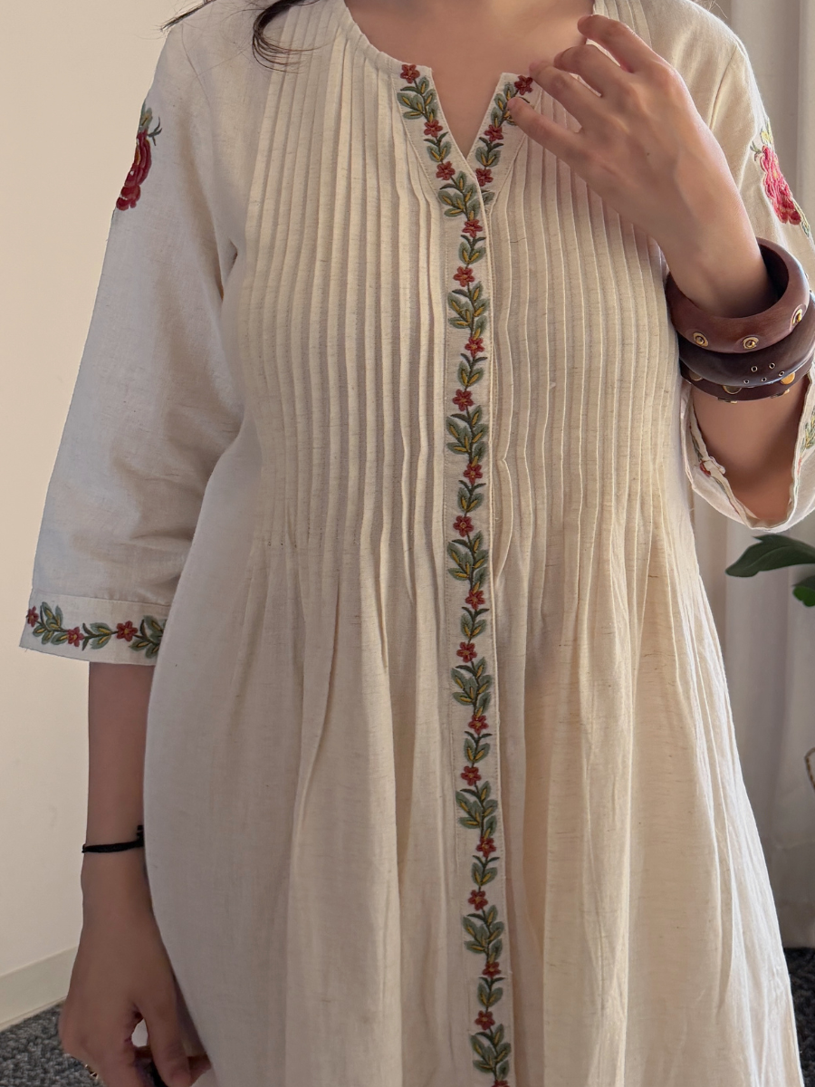 Embroidered Khadi Cotton Dress