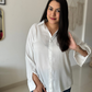 Elegant White Satin Collared Shirt