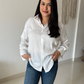 Elegant White Satin Collared Shirt