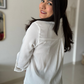 Elegant White Satin Collared Shirt