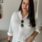 Elegant White Satin Collared Shirt
