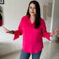Pink Premium Flowy Satin Oversized Shirt