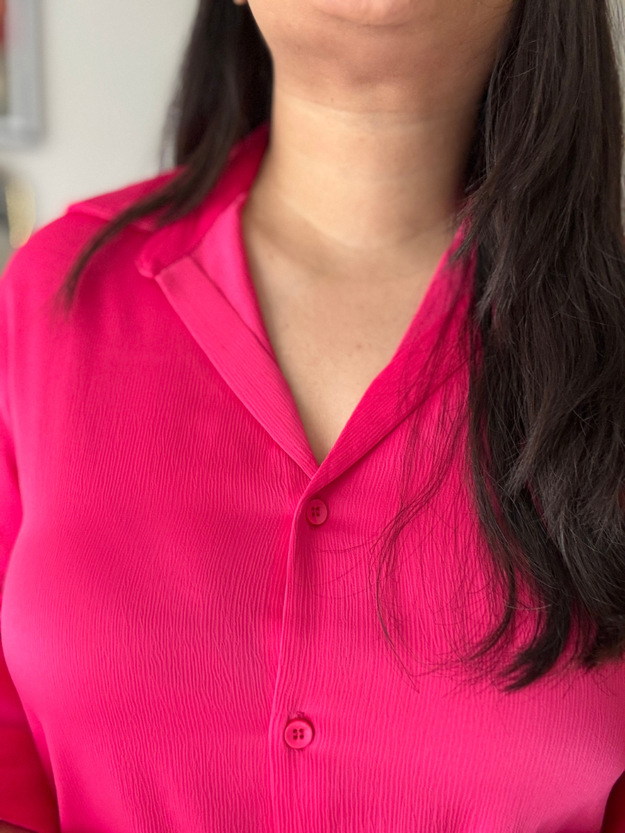 Pink Premium Flowy Satin Oversized Shirt