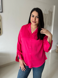 Pink Premium Flowy Satin Oversized Shirt