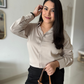 Beige Premium Flowy Satin Oversized Shirt