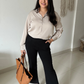Beige Premium Flowy Satin Oversized Shirt
