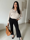 Beige Premium Flowy Satin Oversized Shirt