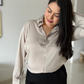 Beige Premium Flowy Satin Oversized Shirt