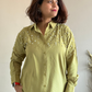 Olive Green Fit Pearl & Diamond-Embellished Shirt