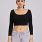 Noir Cross-Back Sculpt Crop Top - Statement Luxe Fit