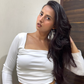 White Side Elastic Ruched Crop Top