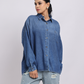 Oversized Mid-Blue Denim Shirt