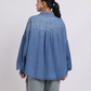 Oversized Blue Denim Shirt with Dropped Shoulder