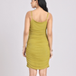 Olive Green Ruched Bodycon Mini Dress