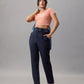 Navy High Waist Tapered Trousers with Belt