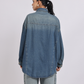 Mid Blue Oversized Denim Shirt with Dropped Shoulder