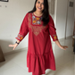 Red Embroidered Cotton Dress